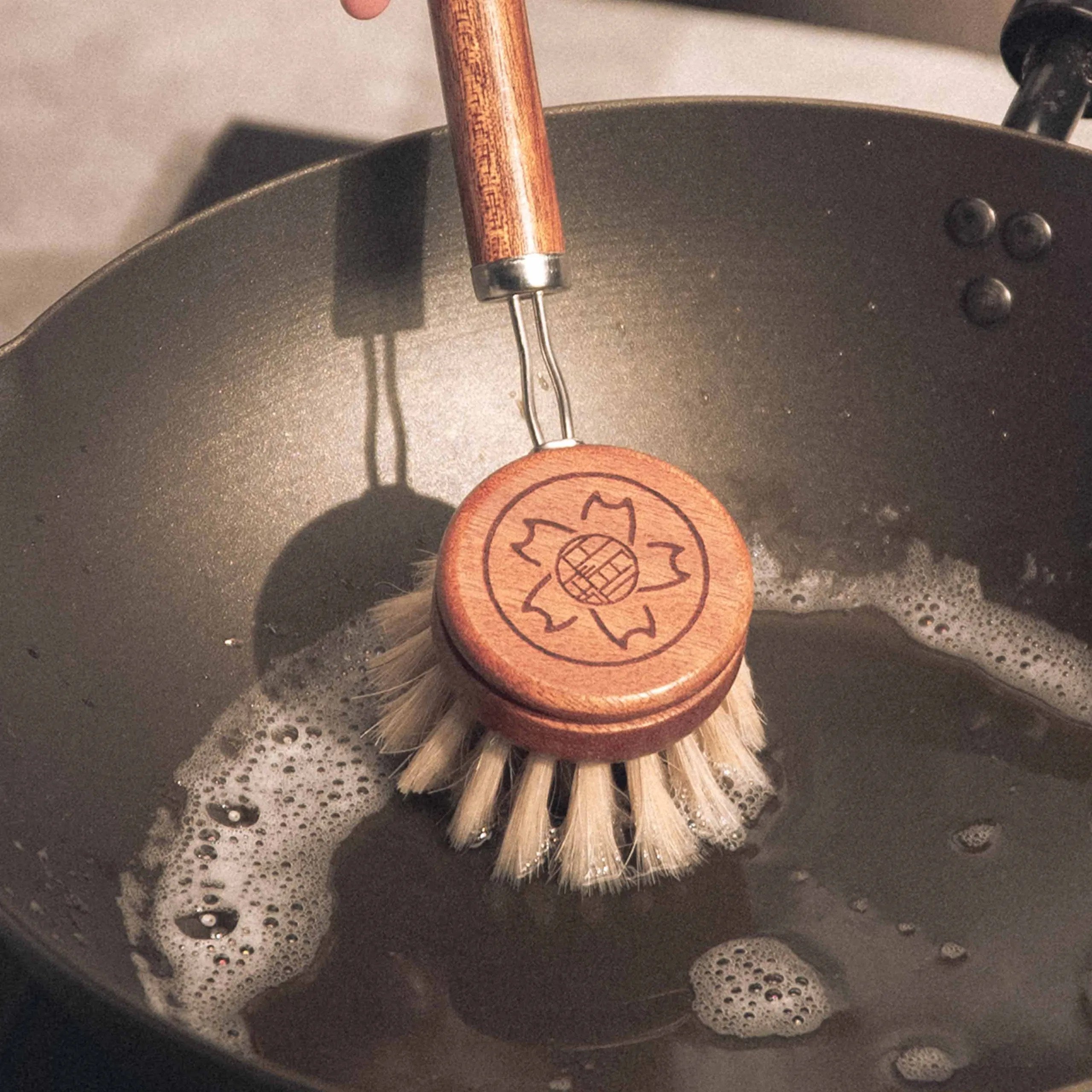 黑柳徹鐵器 馬毛胡桃木刷 可拆刷頭